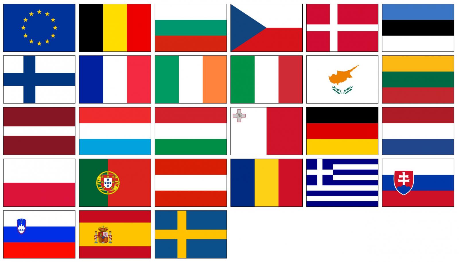 Komplet vlajek států EU Vlajky EU